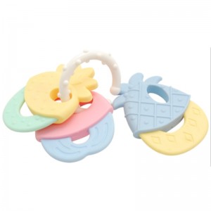 Siliconen babygom slijpstok pasgeboren fruit gom speelgoed macaron beltonen accessoires